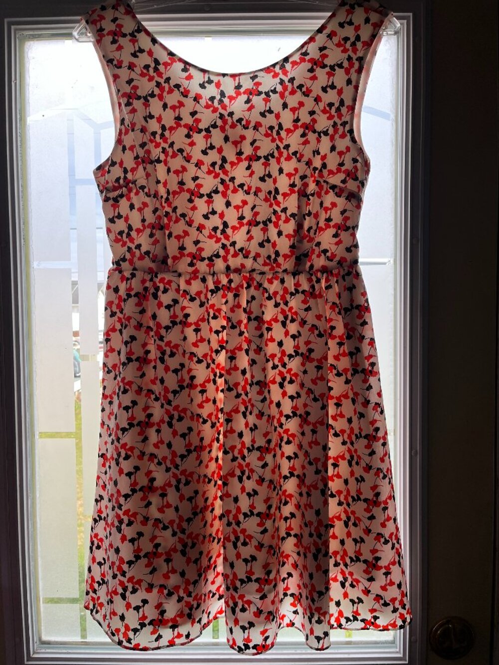 Boutique Nymphe Red & Black Ginkgo Leaf Dress - Size L